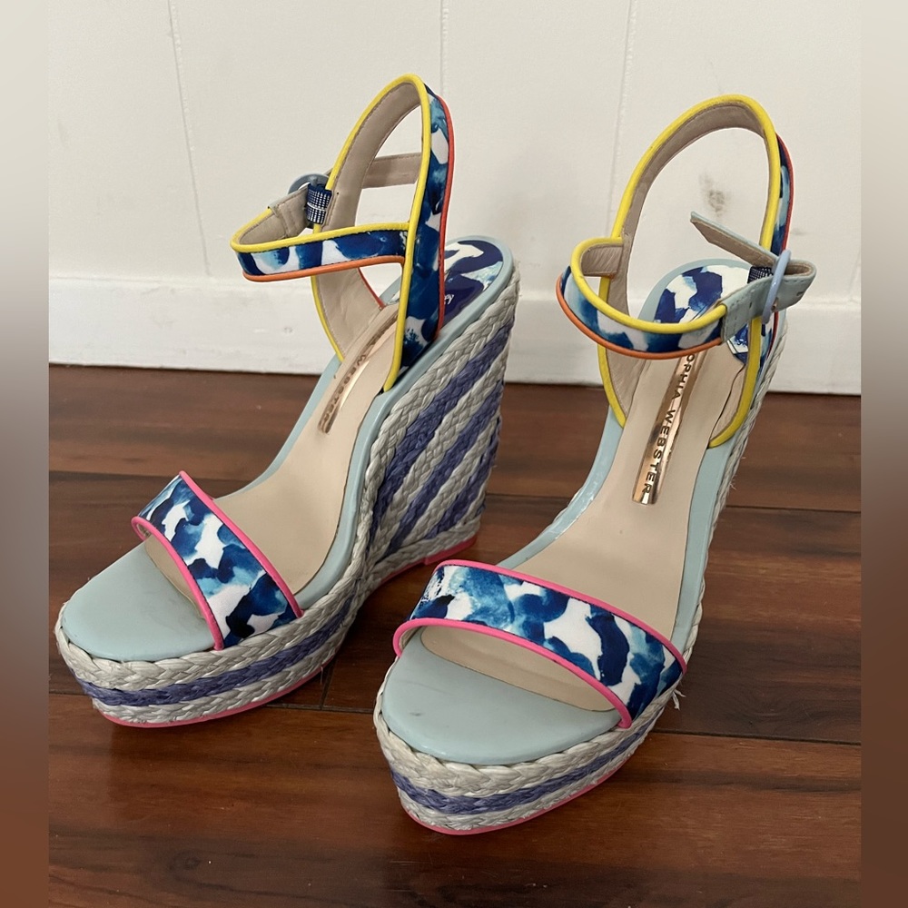 Sophia Webster blue wedge espadrille sandals